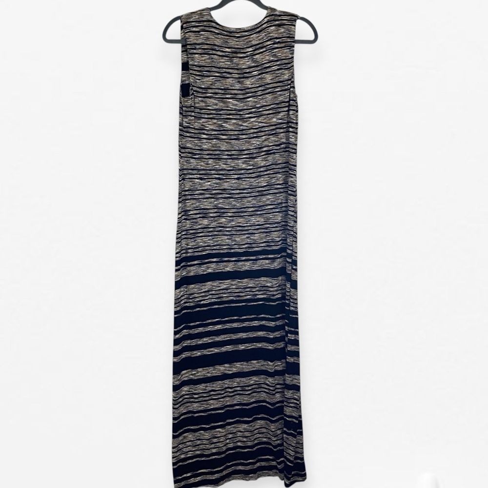 Chico's Black Brown Sleeveless V-Neck Sheath Stretch Maxi Dress Sundress 1 M - Picture 6 of 8